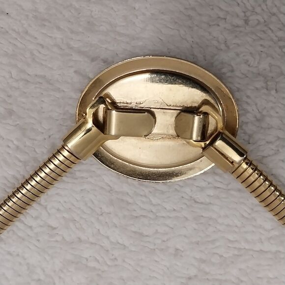 Womens Fashion Belt Gold Tone Coil With Onyx Buckle Stretch 24" #J324 - Picture 5 of 6